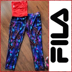 Fila Blue Abstract Leggings for Dynamic Performance